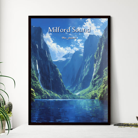 Milford Sound, New Zealand - Art print of a water next to a mountain Default Title