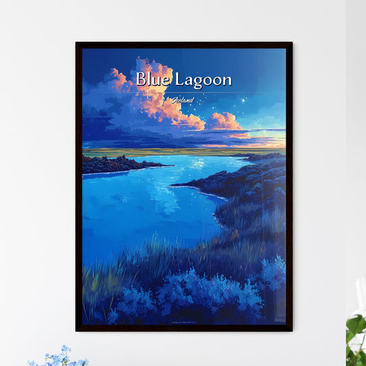 Blue Lagoon, Iceland - Art print of a river with rocks and grass Default Title