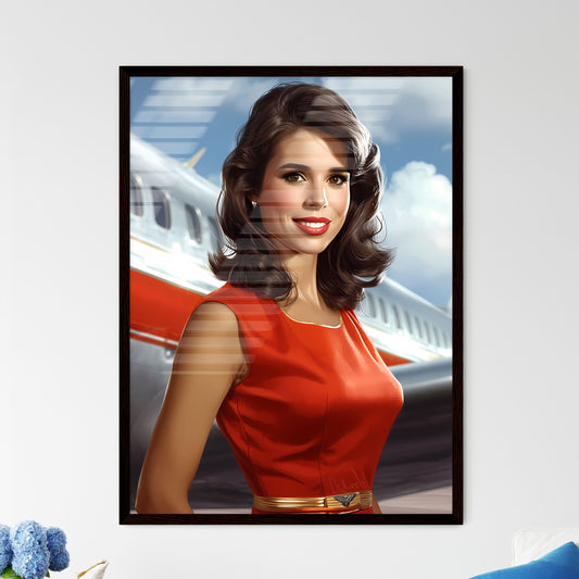 Stewardess - Art print of a woman in a red dress Default Title