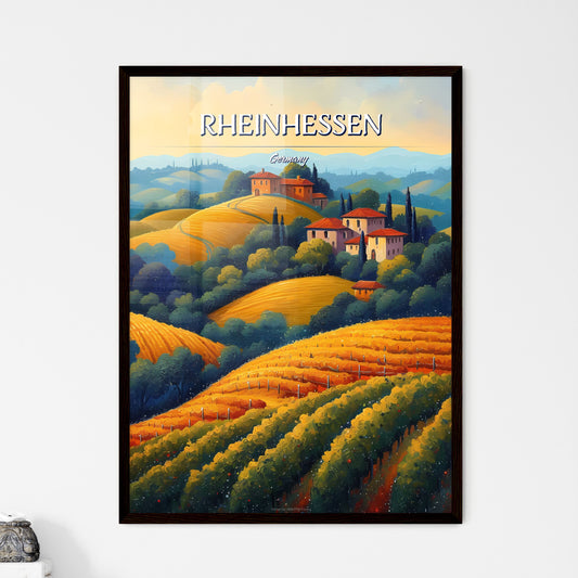 Rheinhessen, Germany - Art print of a painting of a landscape with a house and trees Default Title