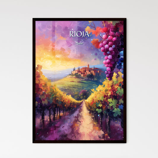 Rioja, Spain - Art print of a painting of a road with grapes on it Default Title