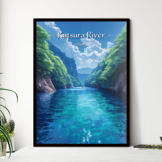 Katsura River, Japan - Art print of a river with trees and mountains Default Title