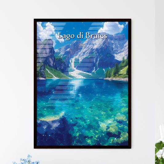 Lago di Braies, Italy - Art print of a lake surrounded by mountains Default Title