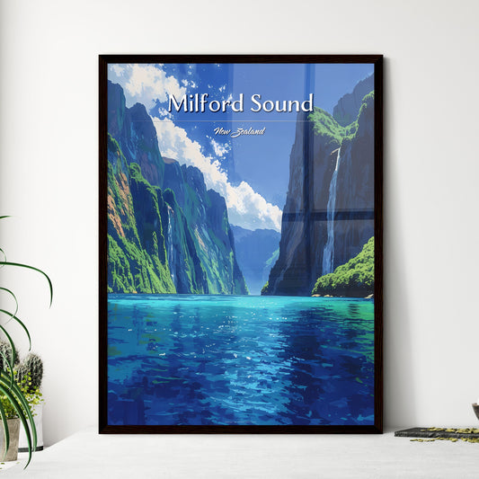 Milford Sound, New Zealand - Art print of a body of water with a waterfall in the background Default Title