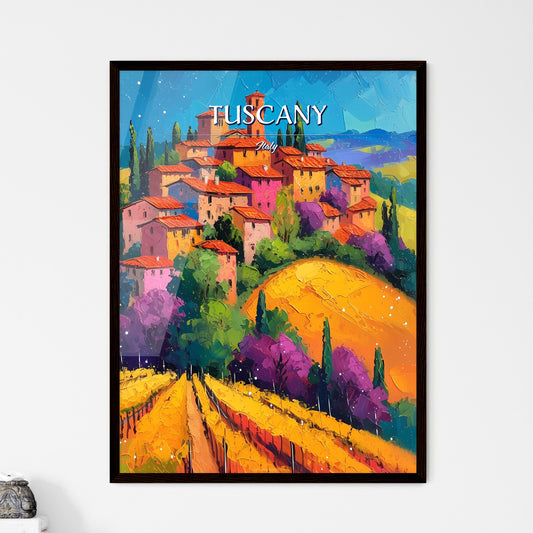 Tuscany, Italy - Art print of a painting of a town on a hill Default Title