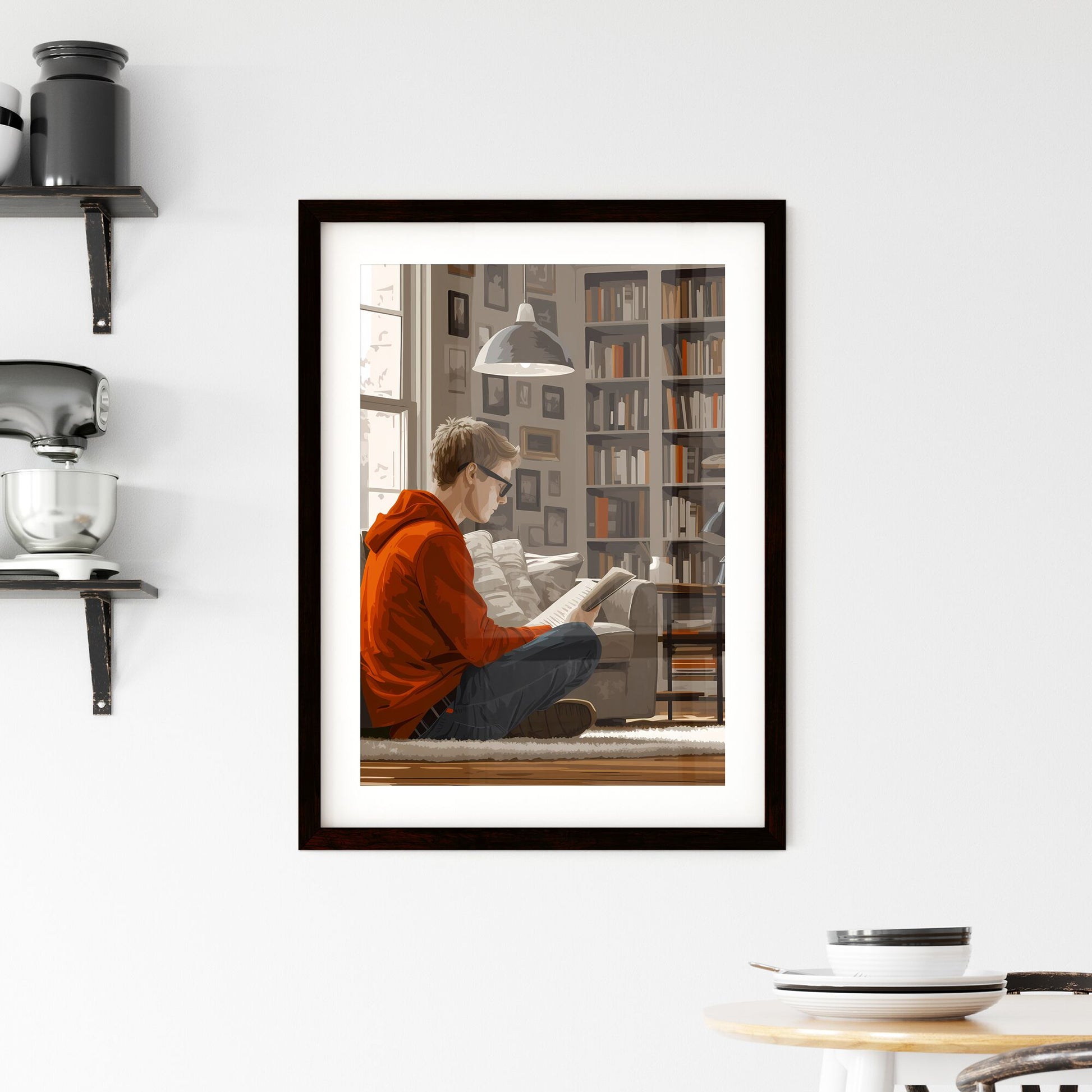 Take a break from the rush - Art print of a man sitting on the floor reading a book Default Title