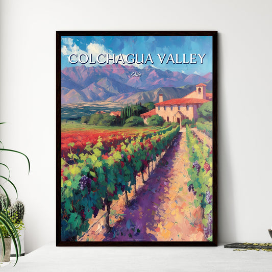 Colchagua Valley, Chile - Art print of a painting of a vineyard with mountains in the background Default Title
