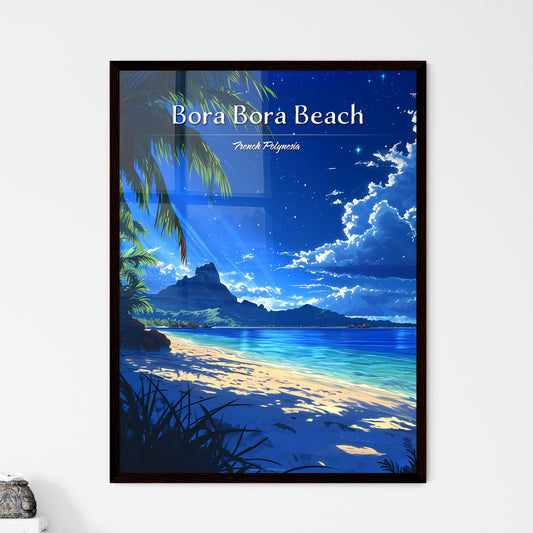 Bora Bora Beach, French Polynesia - Art print of a beach with palm trees and blue water Default Title