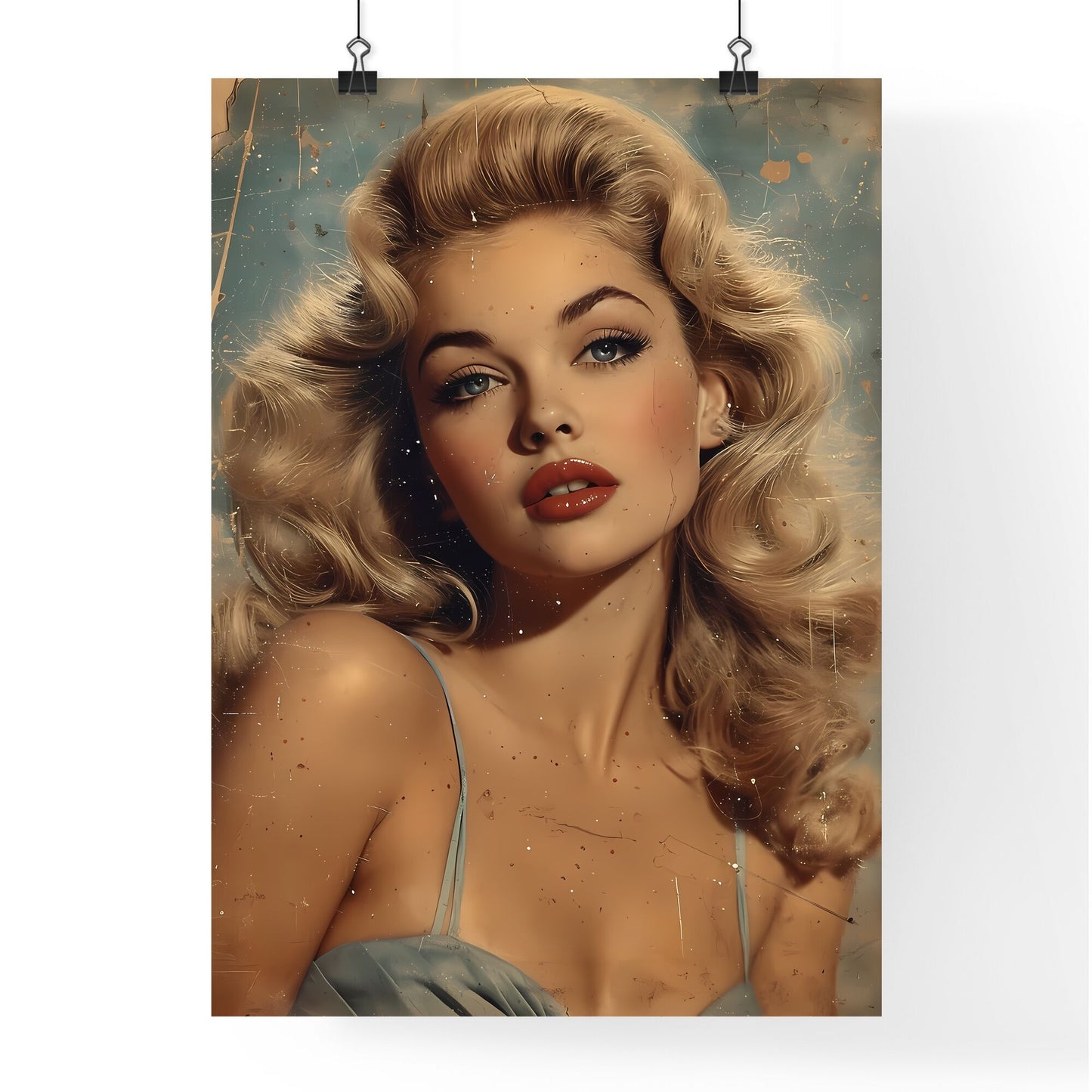 1959 pin up girl - Art print of a woman with blonde hair and red lipstick Default Title