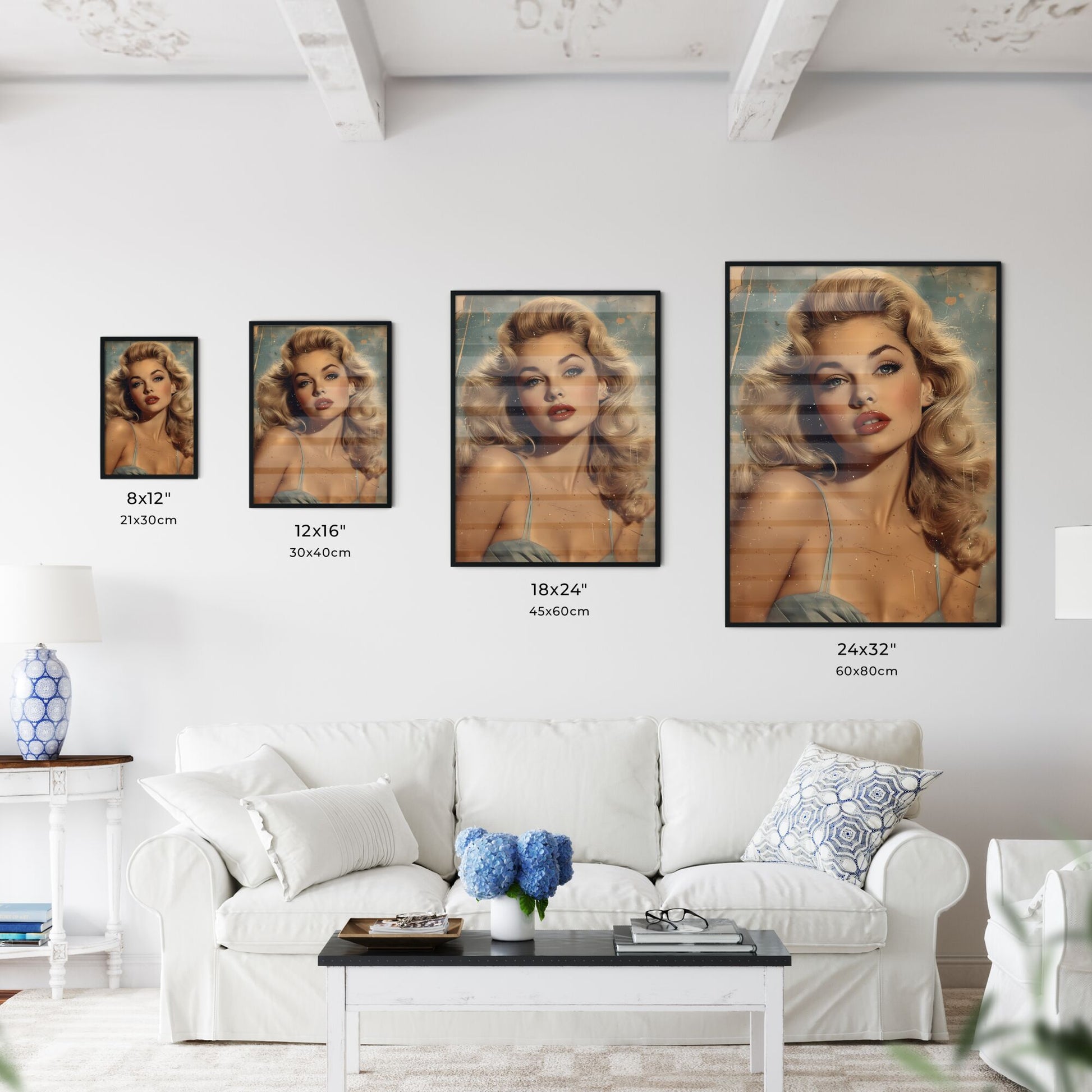 1959 pin up girl - Art print of a woman with blonde hair and red lipstick Default Title
