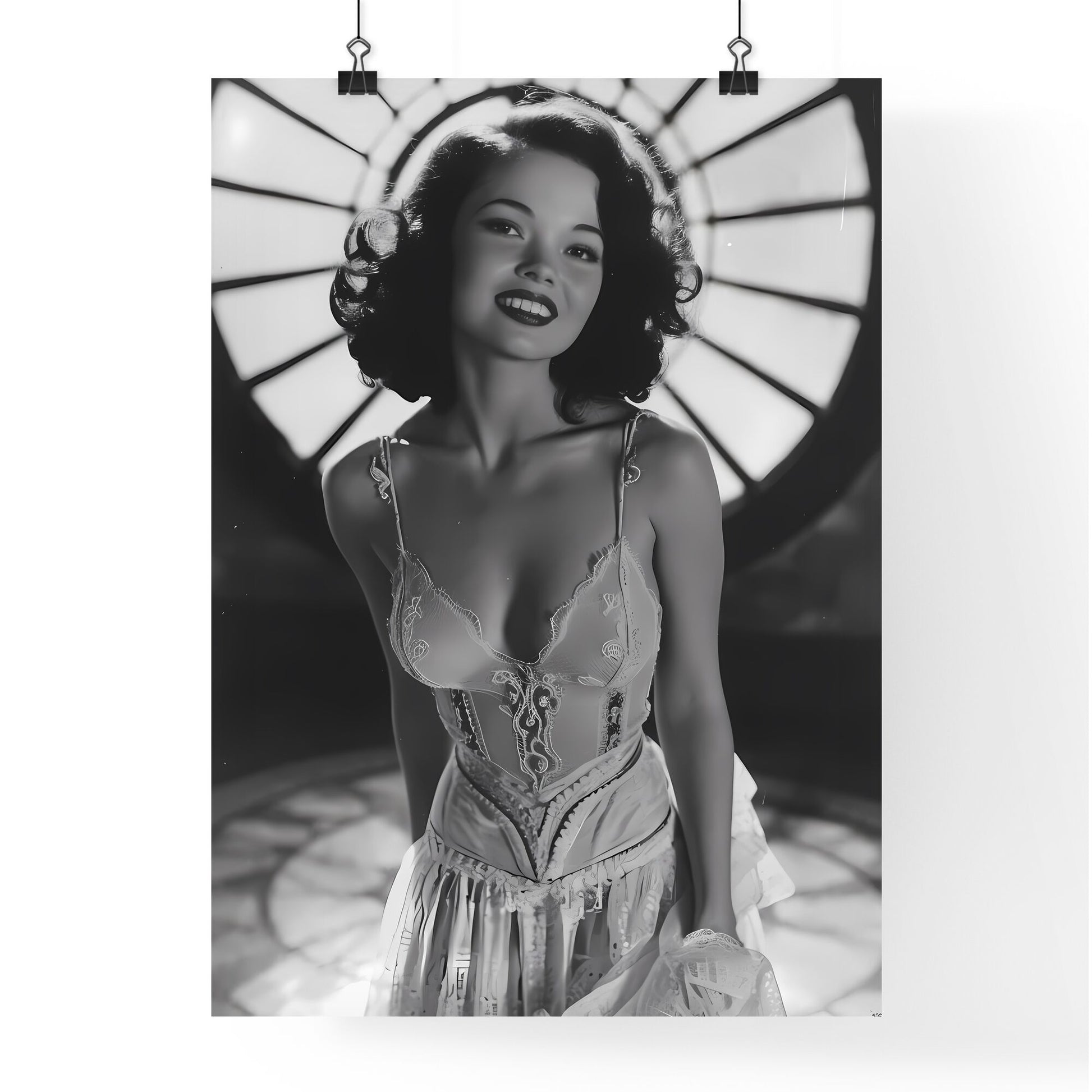 Beautiful woman smiling - Art print of a woman in a dress Default Title