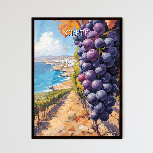 Crete, Greece - Art print of a painting of grapes on a vine Default Title