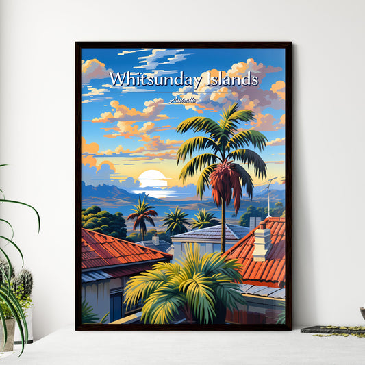 On the roofs of Whitsunday Islands, Australia - Art print of a palm trees and rooftops in a village Default Title