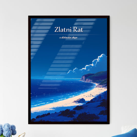 Zlatni Rat (Golden Horn Beach) - Art print of a beach with hills and blue sky Default Title