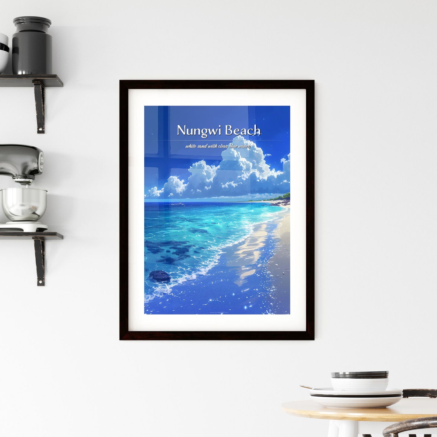 Nungwi Beach - Art print of a beach with blue water and clouds Default Title