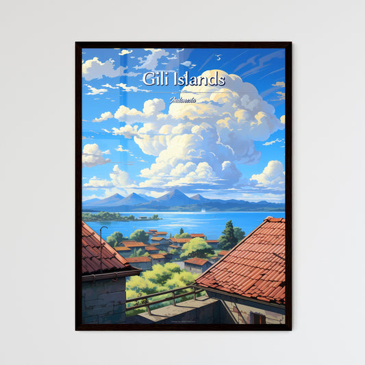 On the roofs of Gili Islands, Indonesia - Art print of a rooftops of a town overlooking a body of water Default Title