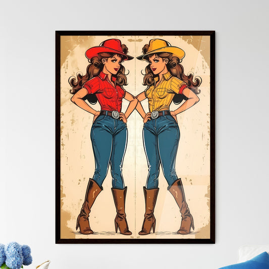 Cowgirl - Art print of a cartoon of a woman in cowboy hats Default Title