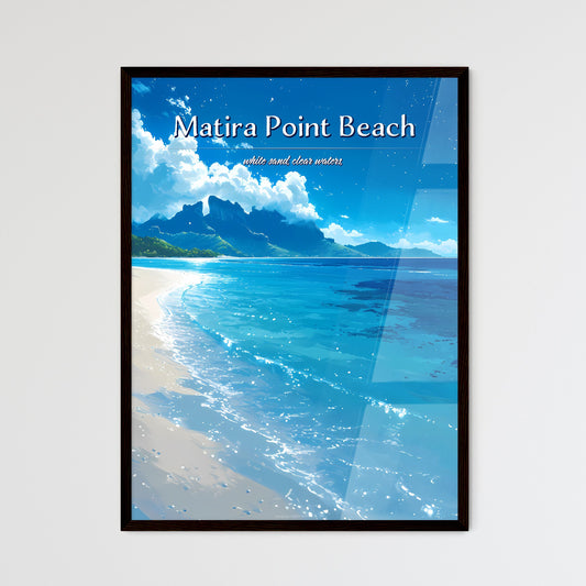 Matira Point Beach - Art print of a beach with blue water and mountains in the background Default Title