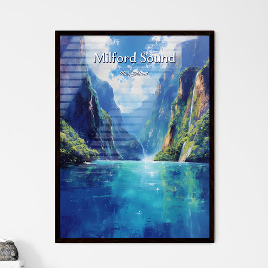 Milford Sound, New Zealand - Art print of a waterfall in a body of water Default Title