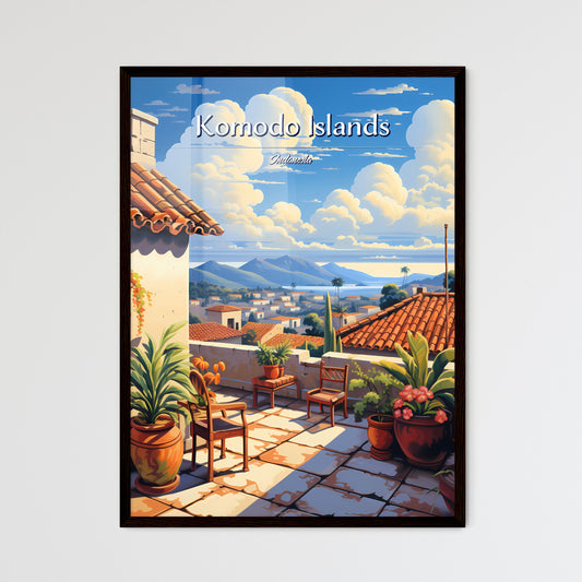 On the roofs of Komodo Islands, Indonesia - Art print of a patio with chairs and plants on the roof Default Title