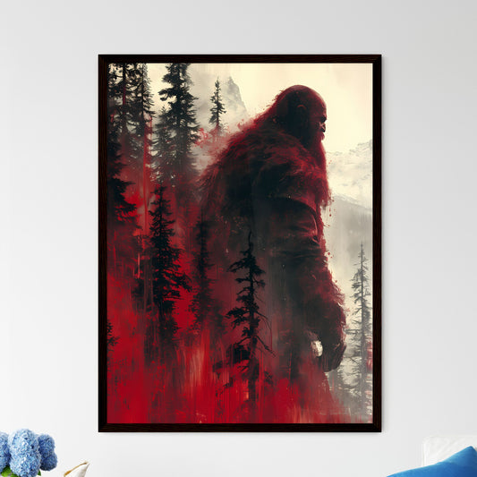 Half man half creature - Art print of a man in a fur coat walking through a forest Default Title