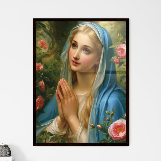 Holy Mary, Mother of God - Art print of a woman with a blue veil praying Default Title