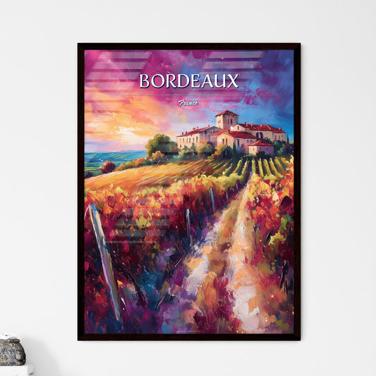 Bordeaux, France - Art print of a painting of a house in a vineyard Default Title