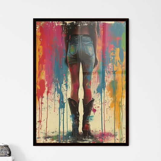 Cowgirl woman beautiful shorts, boots - Art print of a woman in shorts and boots Default Title