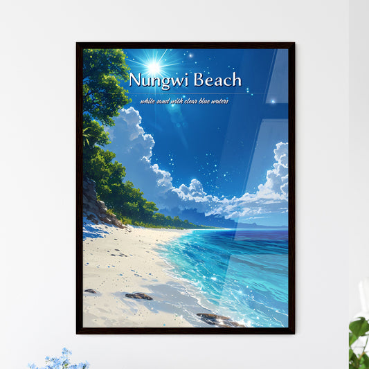 Nungwi Beach - Art print of a beach with trees and water Default Title