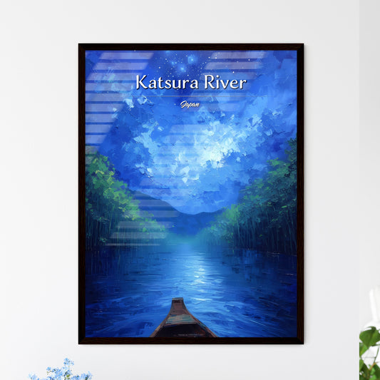 Katsura River, Japan - Art print of a painting of a river with trees and mountains in the background Default Title