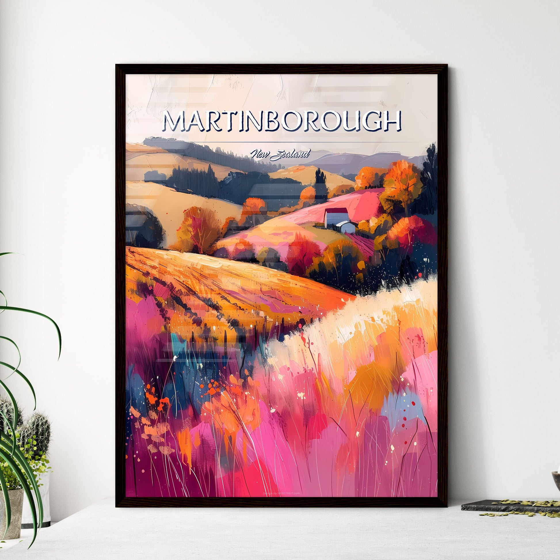 Martinborough, New Zealand - Art print of a painting of a field of flowers and trees Default Title