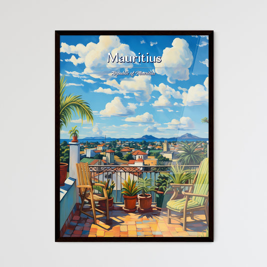 On the roofs of Mauritius, Republic of Mauritius - Art print of a painting of a balcony with chairs and plants Default Title