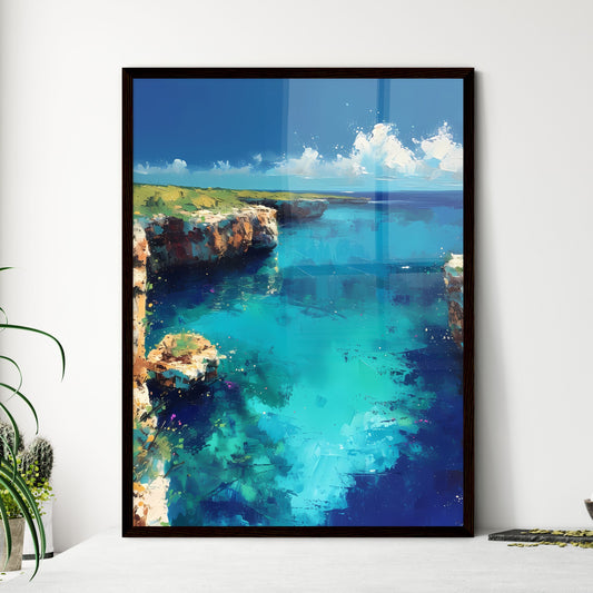 Cenotes of Yucatan, Mexico - Art print of a blue water with cliffs and grass Default Title