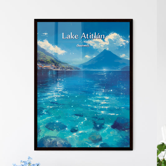 Lake Atitlán, Guatemala - Art print of a body of water with mountains and houses Default Title