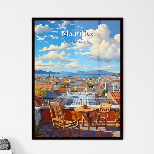 On the roofs of Mauritius, Republic of Mauritius - Art print of a table and chairs on a rooftop overlooking a city Default Title