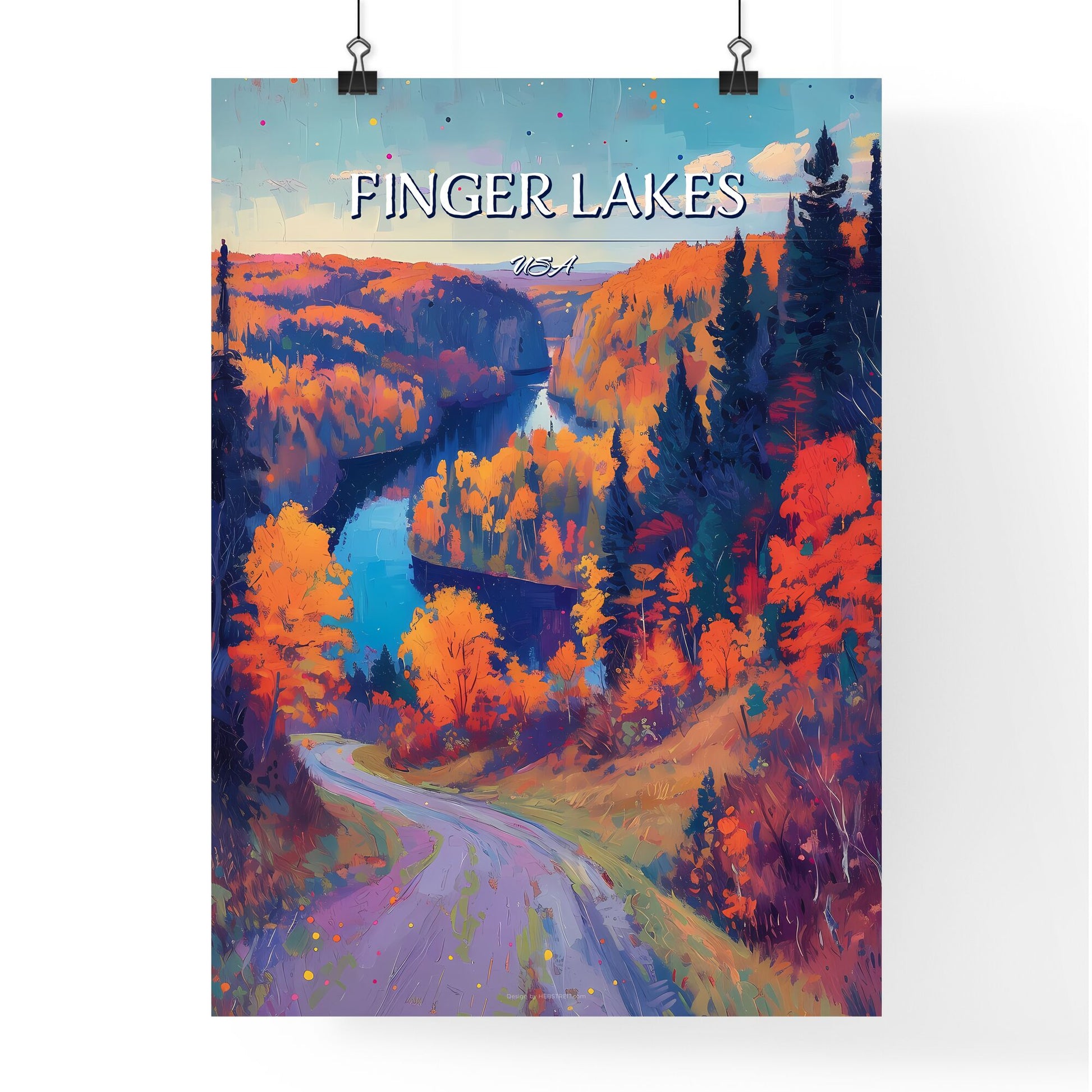 Finger Lakes, USA - Art print of a road through a forest Default Title