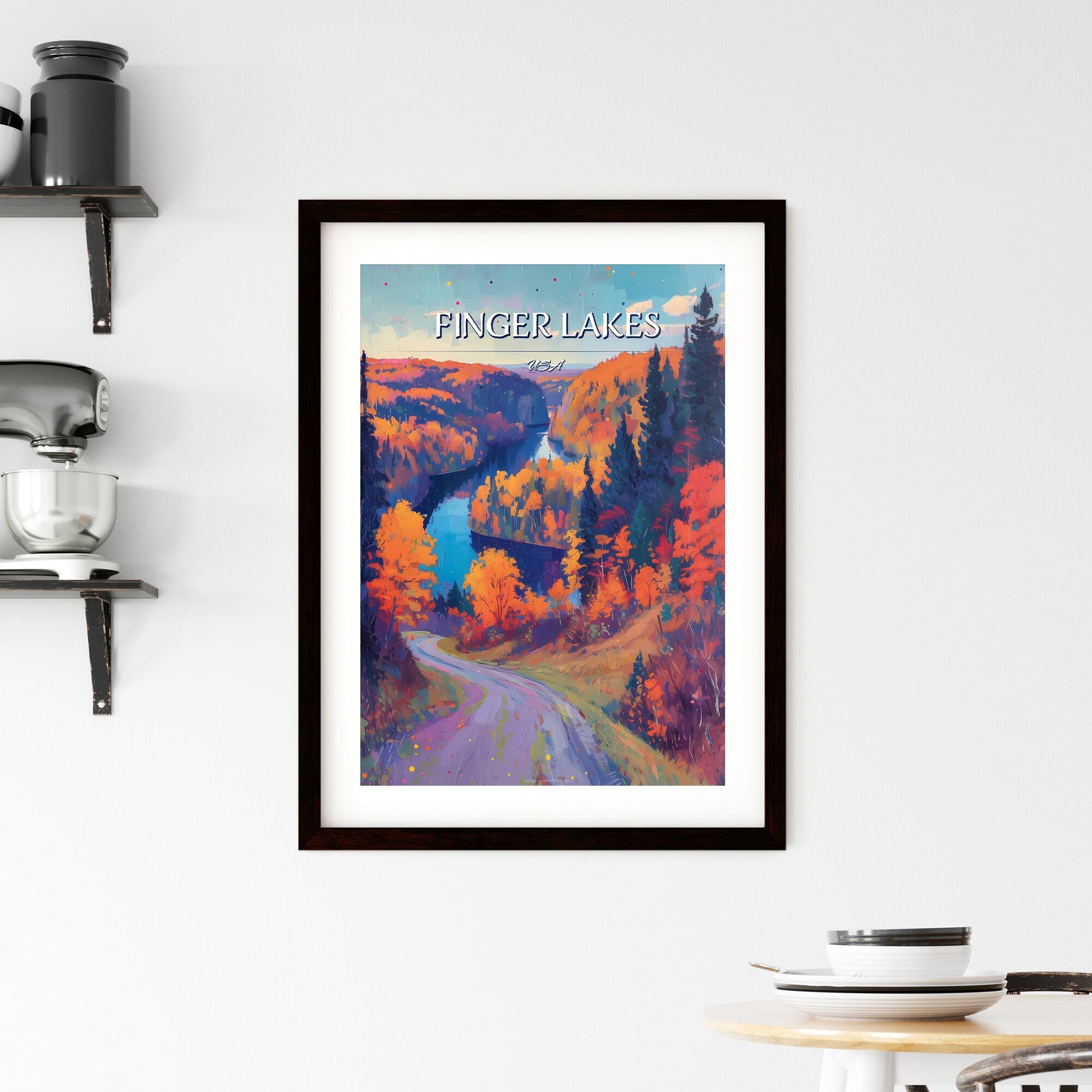 Finger Lakes, USA - Art print of a road through a forest Default Title