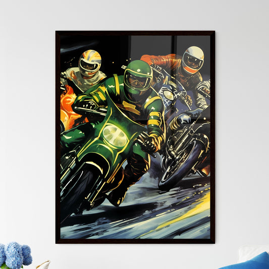 Vintage motorcycle racing poster - Art print of a group of people on motorcycles Default Title