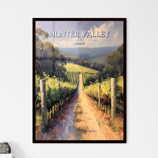 Hunter Valley, Australia - Art print of a painting of a road with rows of vines Default Title