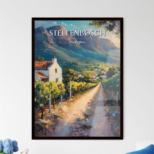 Stellenbosch, South Africa - Art print of a painting of a house and vineyard Default Title