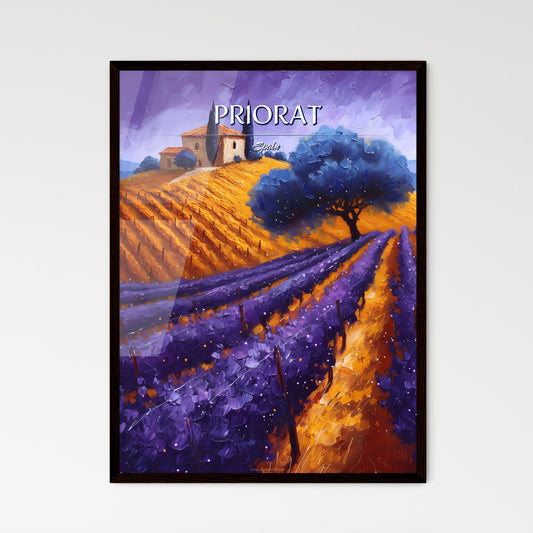 Priorat, Spain - Art print of a painting of a house and fields of purple flowers Default Title