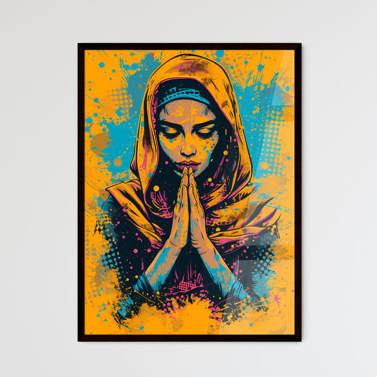 Saint mary anime - pop art style - comic book style - Art print of a woman with her hands together in prayer Default Title