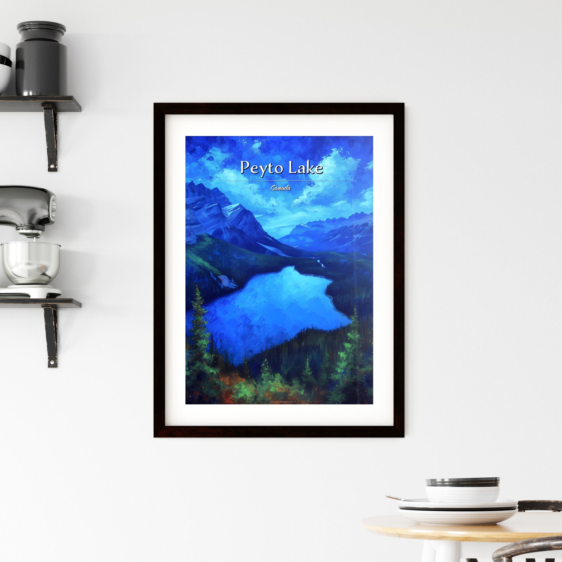 Peyto Lake, Canada - Art print of a lake surrounded by mountains Default Title