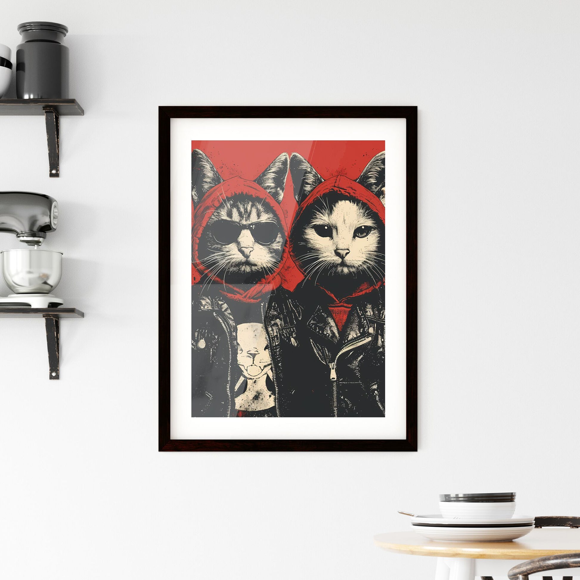 Kids wearing Halloween costumes - Art print of a couple of cats wearing hoodies and sunglasses Default Title
