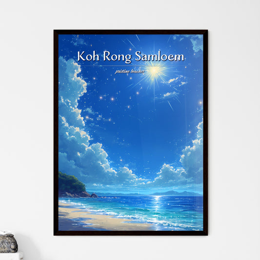 Koh Rong Samloem Beach - Art print of a beach with a body of water and a bright sun Default Title
