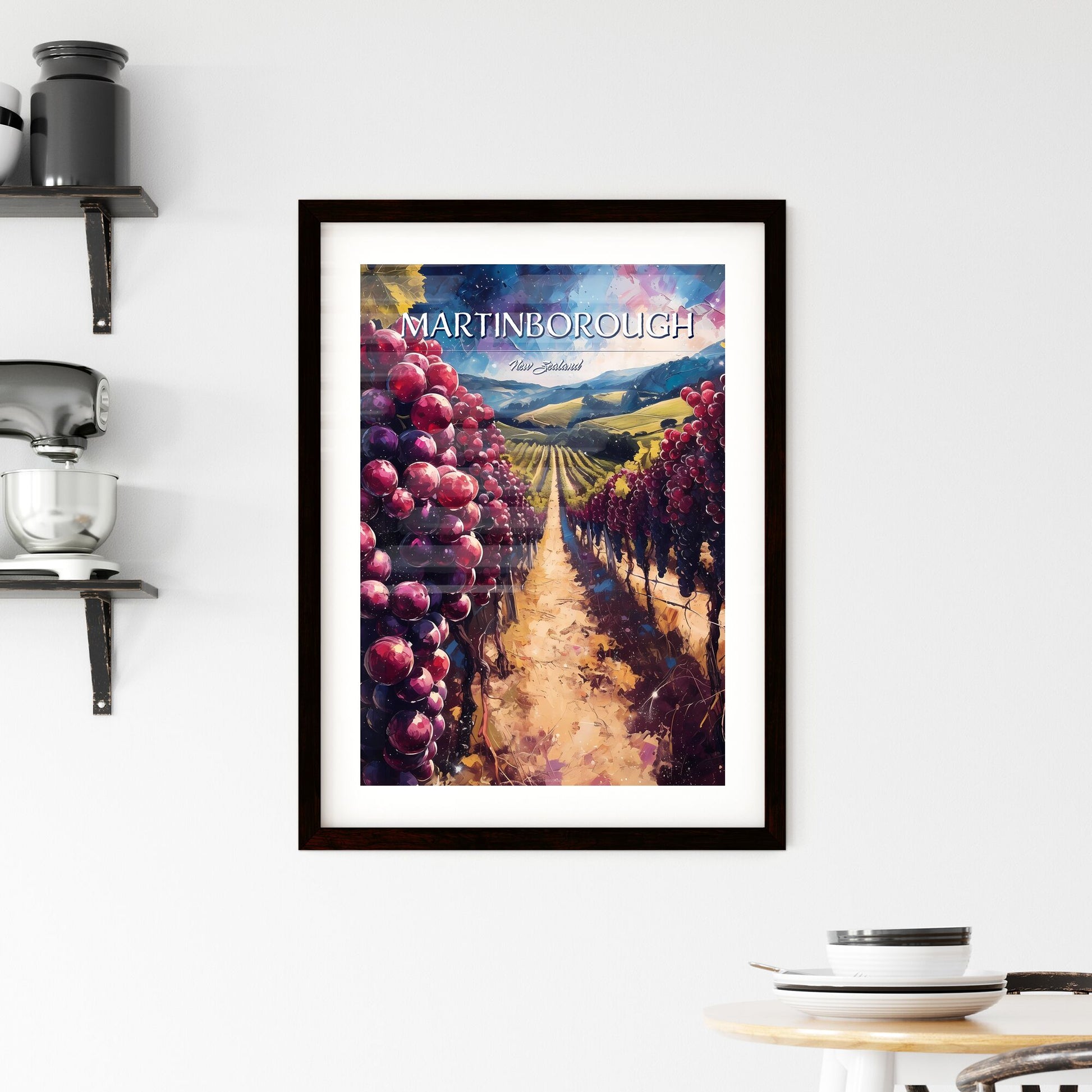 Martinborough, New Zealand - Art print of a painting of a vineyard Default Title