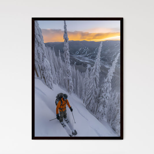 Snowboard snowboarding vail colorado snow flat design - Art print of a person skiing down a mountain Default Title