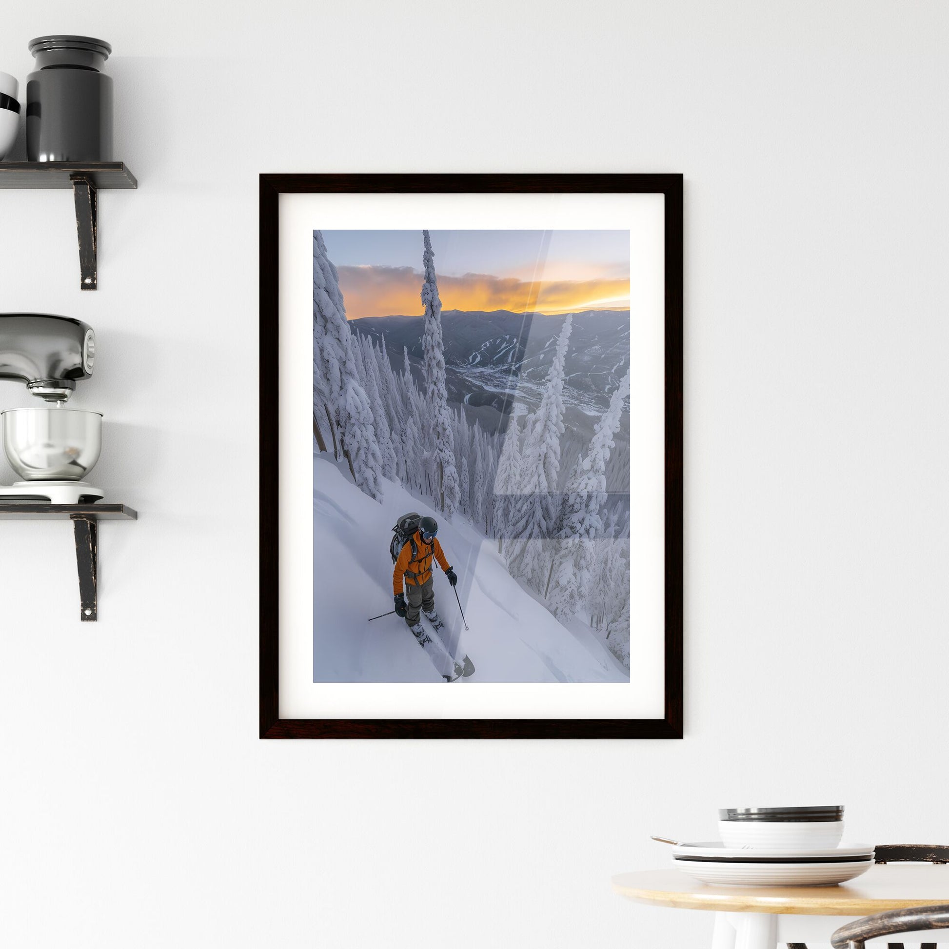 Snowboard snowboarding vail colorado snow flat design - Art print of a person skiing down a mountain Default Title