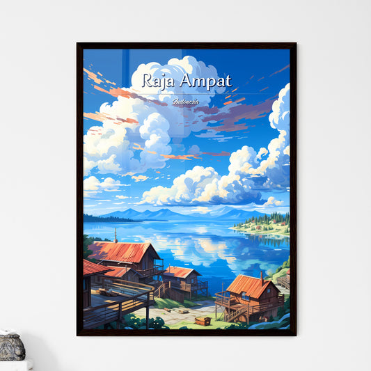 On the roofs of Raja Ampat, Indonesia - Art print of a landscape of a lake with houses and mountains Default Title