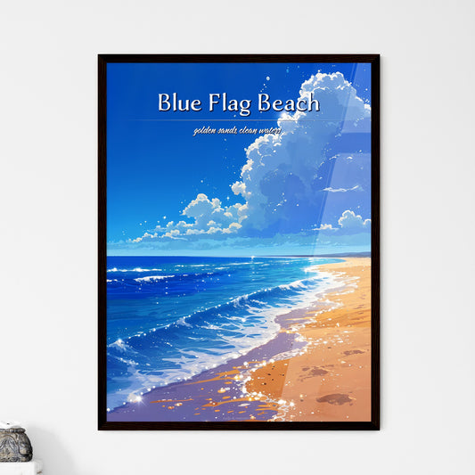 Blue Flag Beach - Art print of a beach with waves and blue sky Default Title